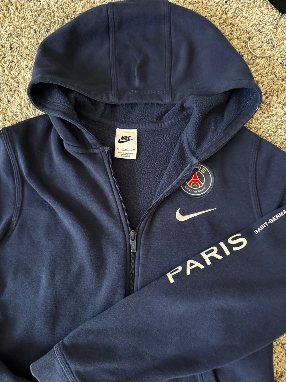 Nike Kids Navy Paris Saint-German Full-Zip Hoodie with Swoosh